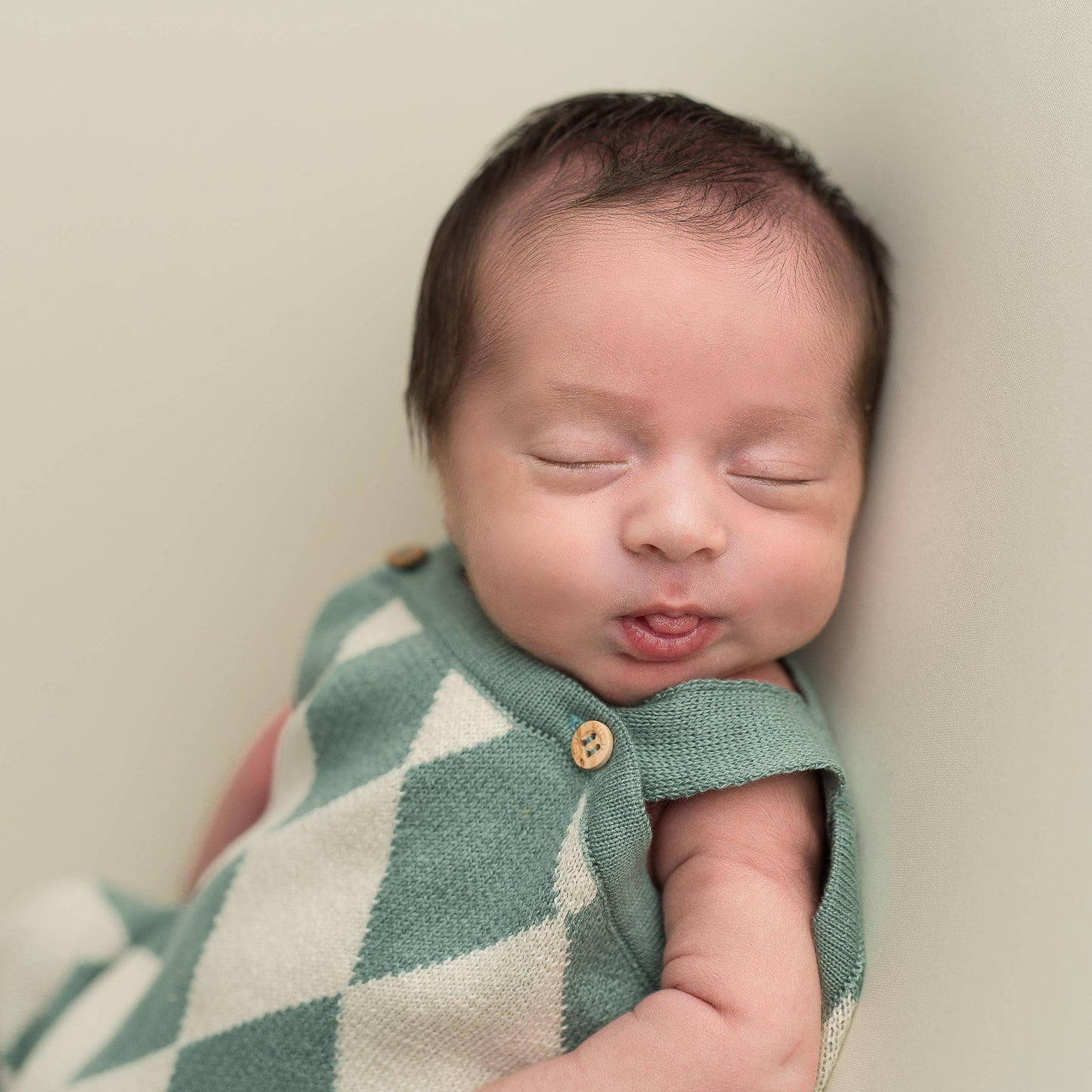 Romper diamond jeans-ecru: 3-6 months