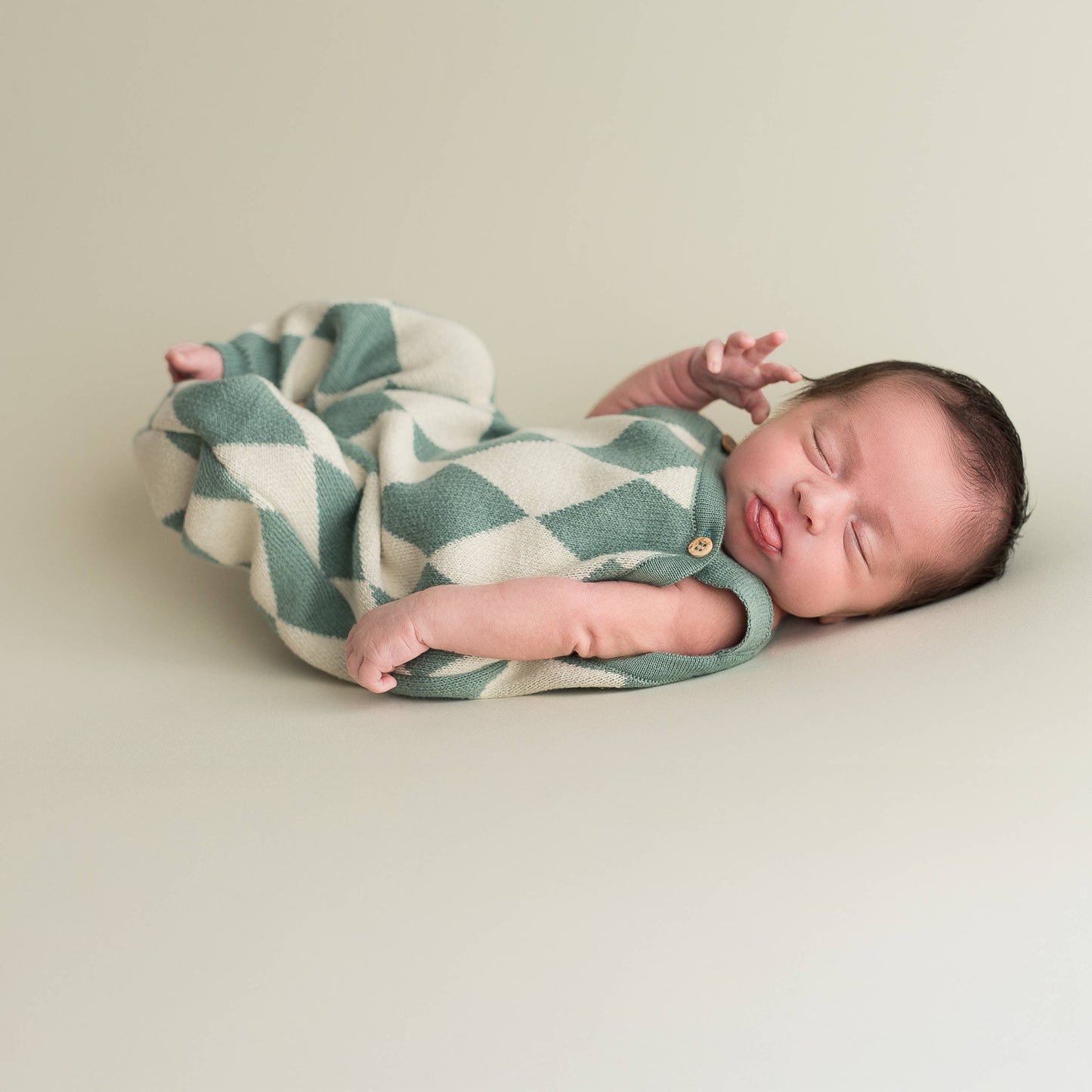 Romper diamond jeans-ecru: 3-6 months