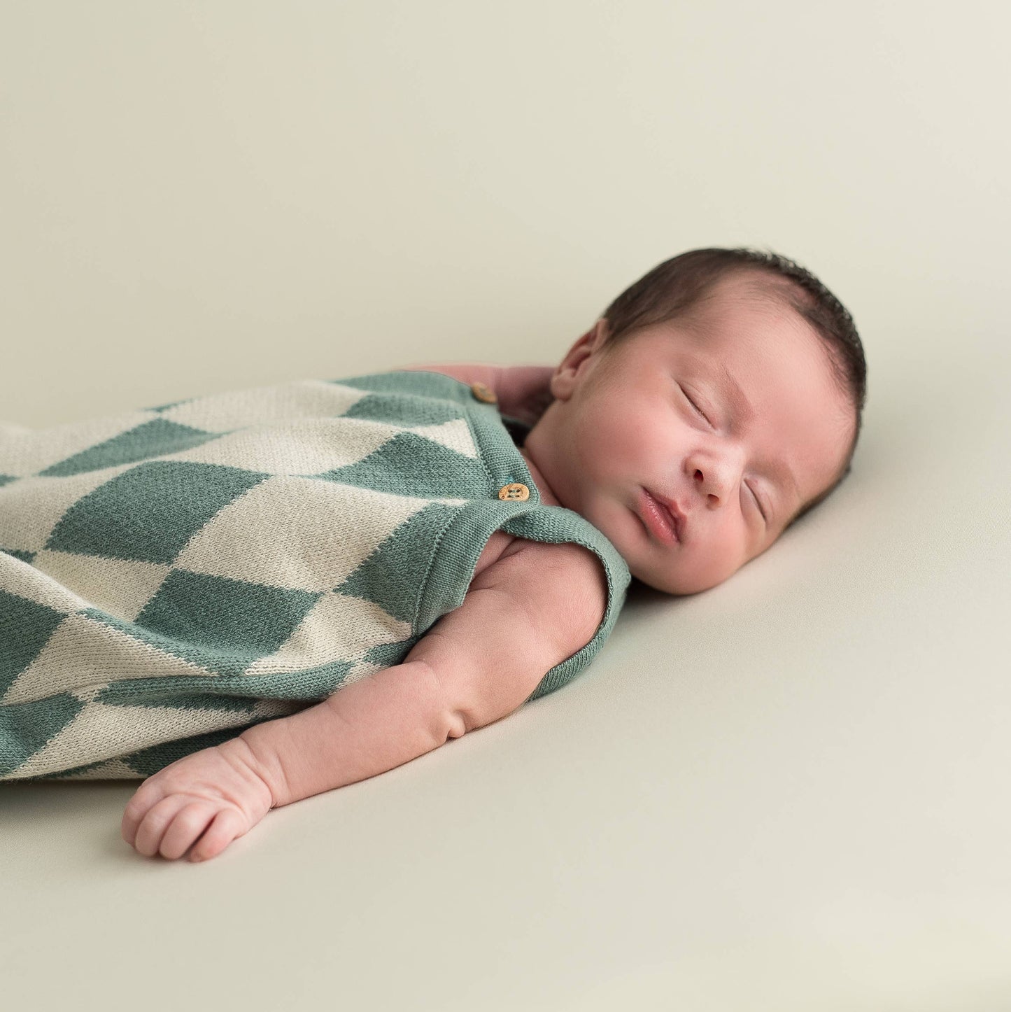 Romper diamond jeans-ecru: 3-6 months